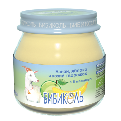 Банан, яблоко и козий творожок, 80 г