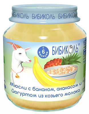Мюсли с бананом, ананасом и йогуртом из козьего молока, 125 г