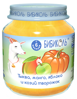 Тыква, манго, яблоко и козий творожок, 125 г