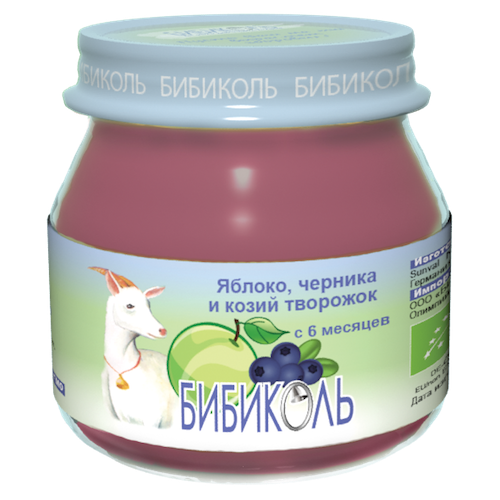 Яблоко, черника и козий творожок, 80 г