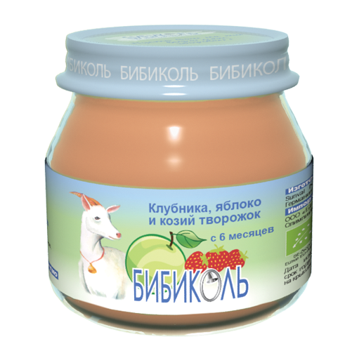 Клубника, яблоко и козий творожок, 80 г